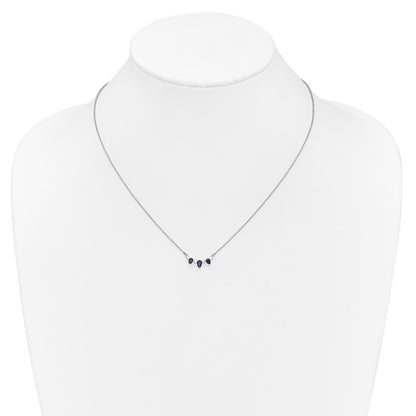 14k White Gold 1/8 Ct. Lab Grown Diamond VS/SI+ G+ and Created Sapphire 18 inch Necklace