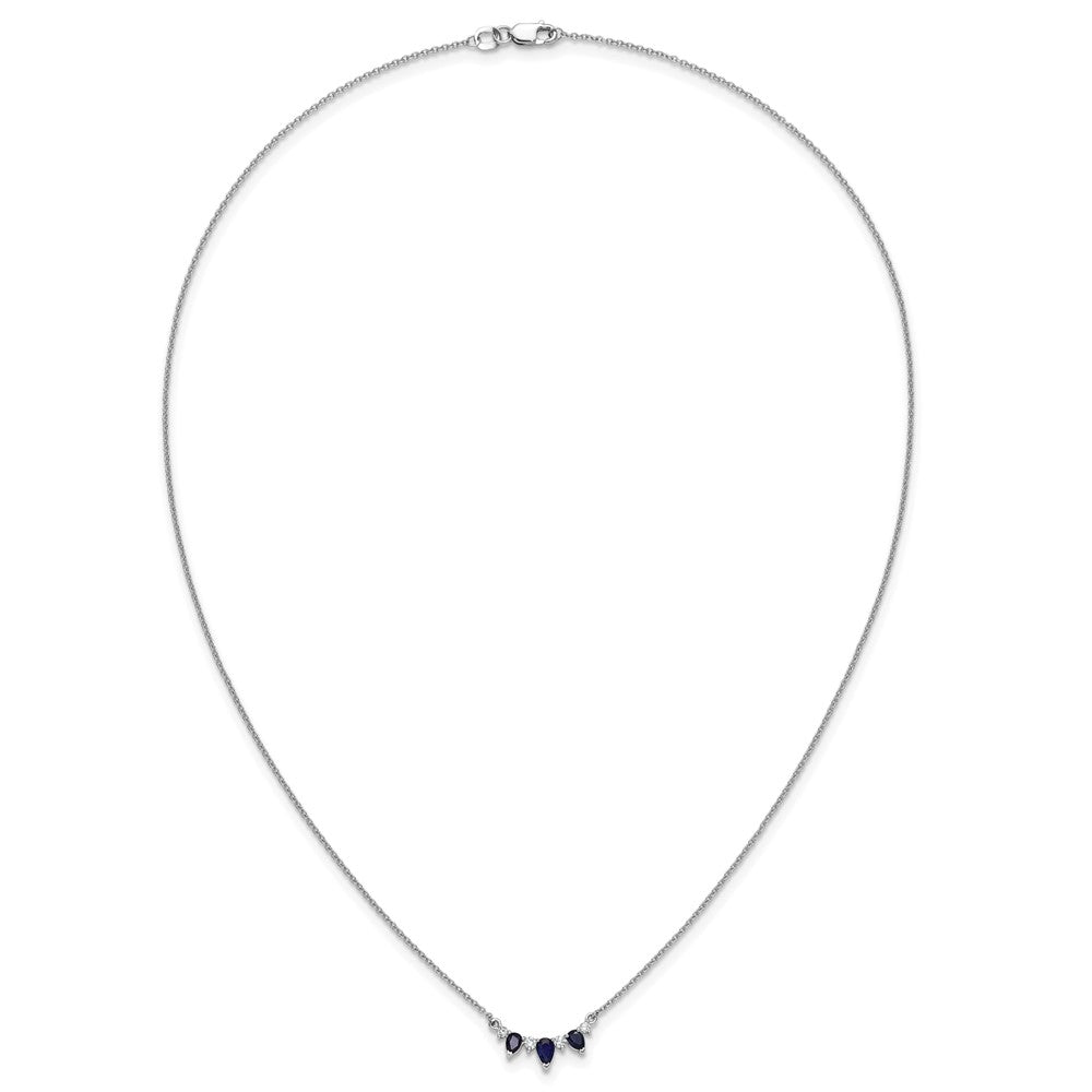 14k White Gold 1/8 Ct. Lab Grown Diamond VS/SI+ G+ and Created Sapphire 18 inch Necklace
