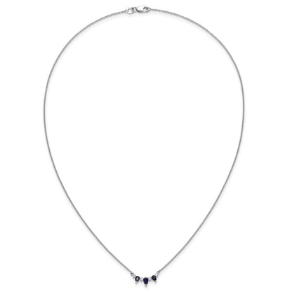 14k White Gold 1/8 Ct. Lab Grown Diamond VS/SI+ G+ and Created Sapphire 18 inch Necklace