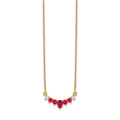 14K Yellow Gold Ruby and Real Diamond 18 inch Necklace