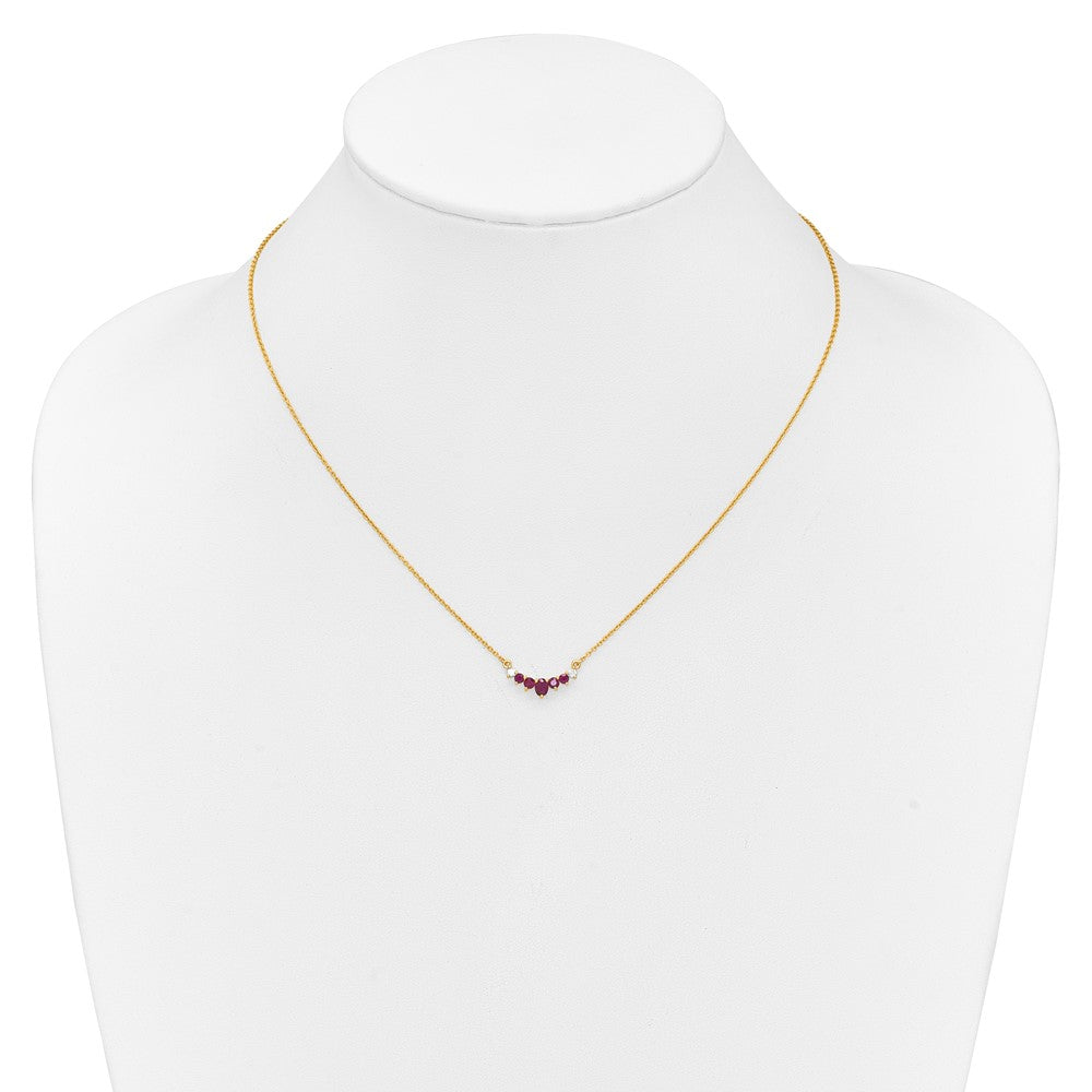 14K Yellow Gold Ruby and Real Diamond 18 inch Necklace