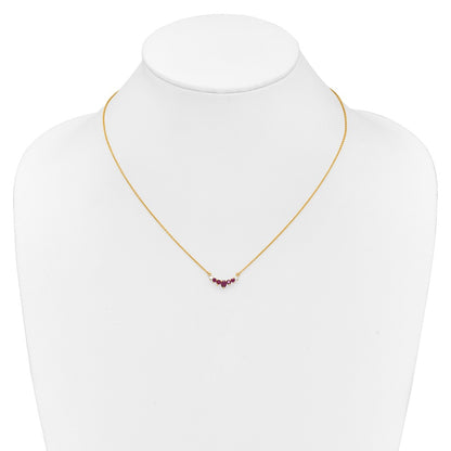 14K Yellow Gold Ruby and Real Diamond 18 inch Necklace