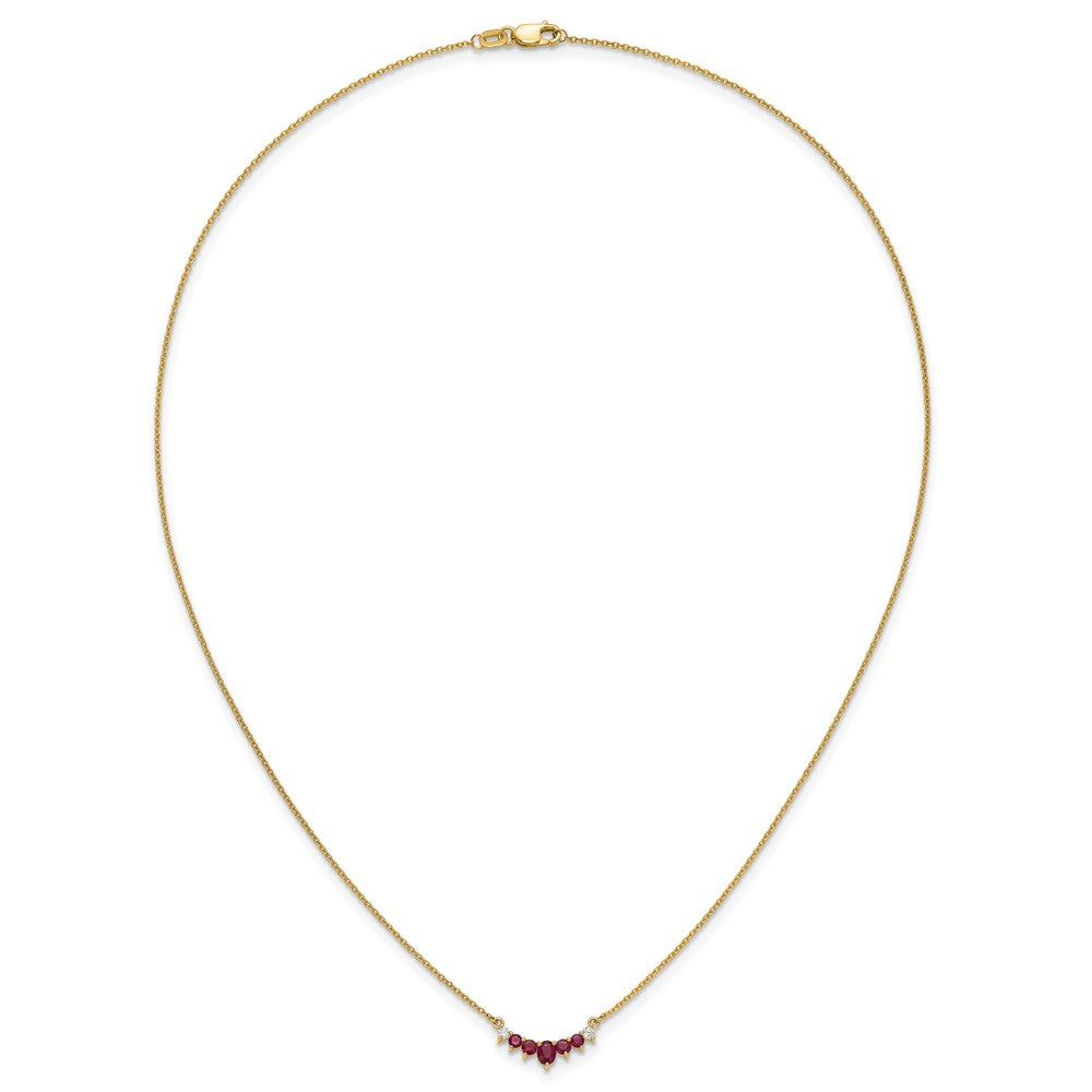 14K Yellow Gold Ruby and Real Diamond 18 inch Necklace