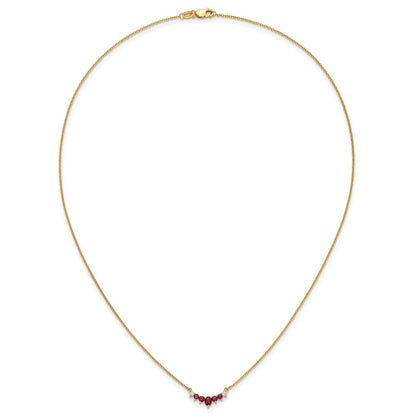 14K Yellow Gold Ruby and Real Diamond 18 inch Necklace