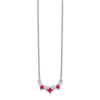14k White Gold Ruby and Real Diamond 18 inch Necklace