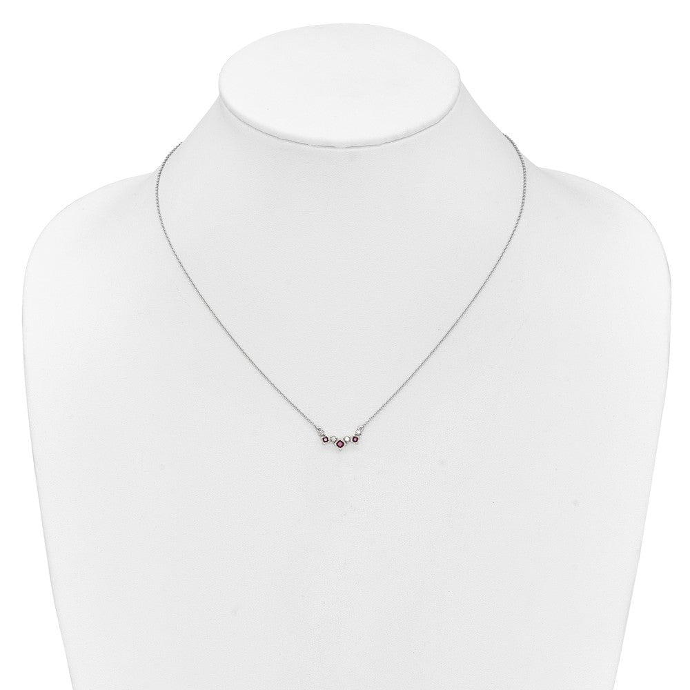 14k White Gold Ruby and Real Diamond 18 inch Necklace