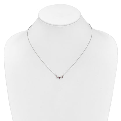 14k White Gold Ruby and Real Diamond 18 inch Necklace