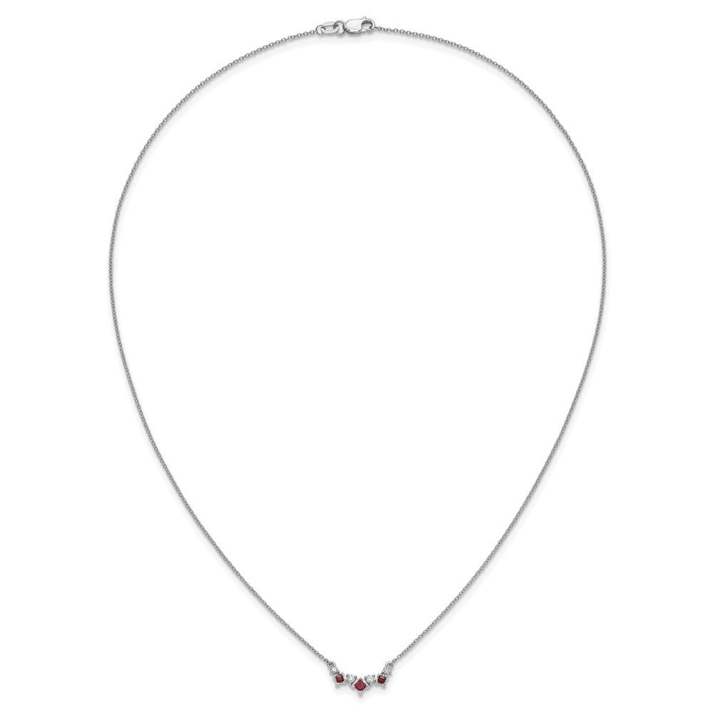 14k White Gold Ruby and Real Diamond 18 inch Necklace