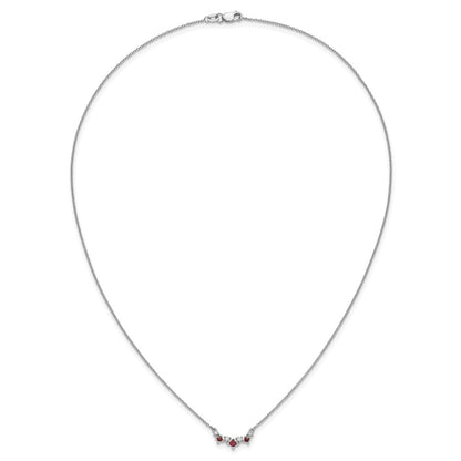 14k White Gold Ruby and Real Diamond 18 inch Necklace