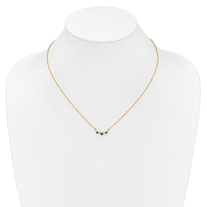 14K Yellow Gold Sapphire and Real Diamond 18 inch Necklace