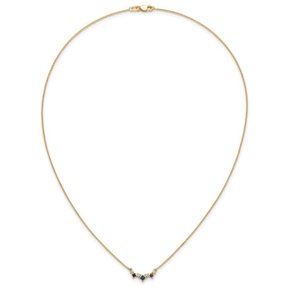 14K Yellow Gold Sapphire and Real Diamond 18 inch Necklace