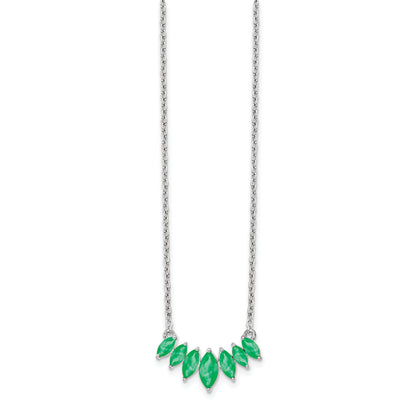 14k White Gold Marquise Emerald 18 inch Necklace