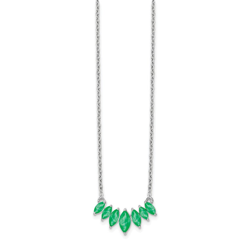 14k White Gold Marquise Emerald 18 inch Necklace