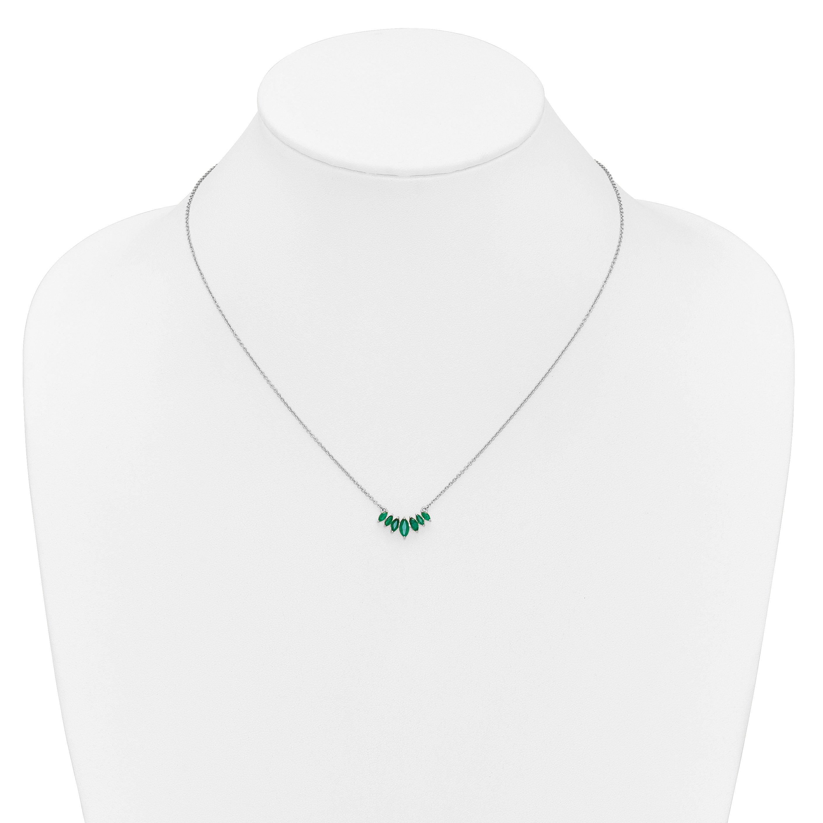 14k White Gold Marquise Emerald 18 inch Necklace
