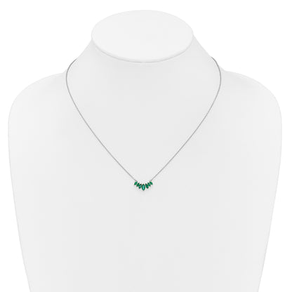 14k White Gold Marquise Emerald 18 inch Necklace