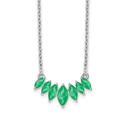 14k White Gold Marquise Emerald 18 inch Necklace