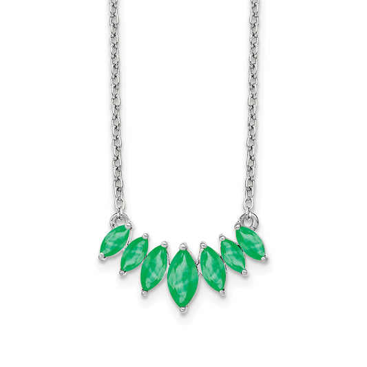 14k White Gold Marquise Emerald 18 inch Necklace