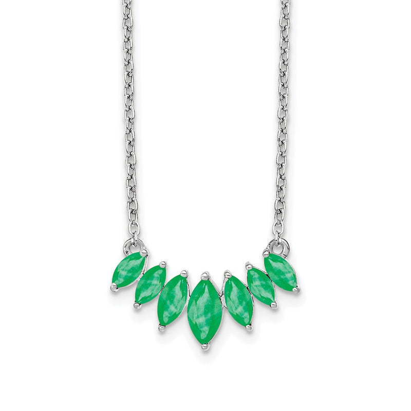 14k White Gold Marquise Emerald 18 inch Necklace