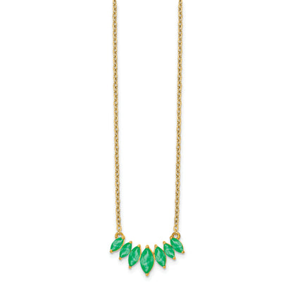 14K Yellow Gold Marquise Emerald 18 inch Necklace