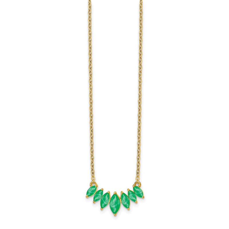 14K Yellow Gold Marquise Emerald 18 inch Necklace