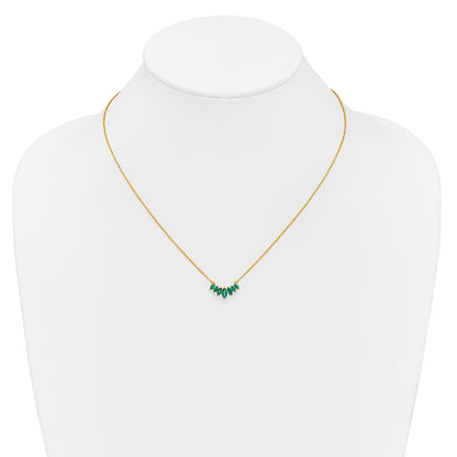 14K Yellow Gold Marquise Emerald 18 inch Necklace