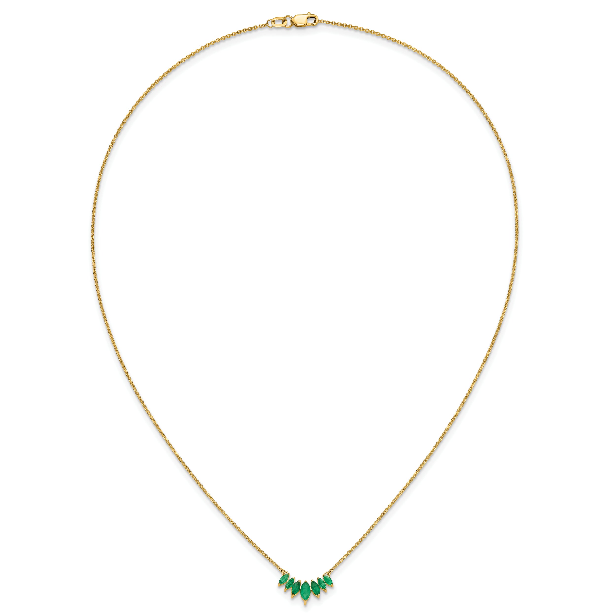 14K Yellow Gold Marquise Emerald 18 inch Necklace