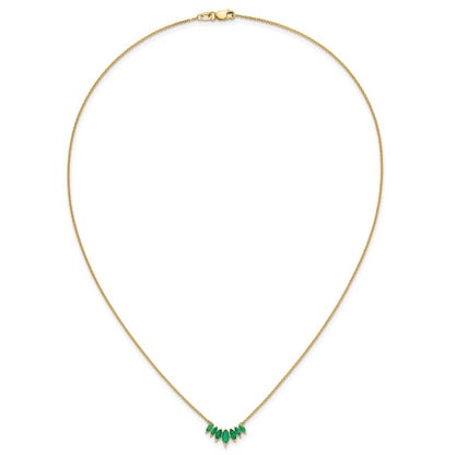 14K Yellow Gold Marquise Emerald 18 inch Necklace