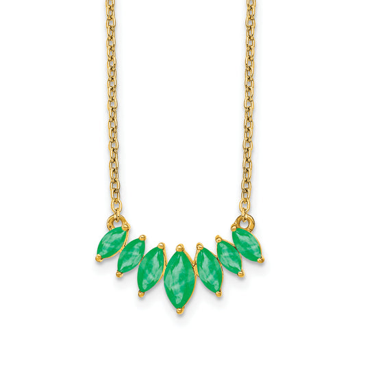 14K Yellow Gold Marquise Emerald 18 inch Necklace