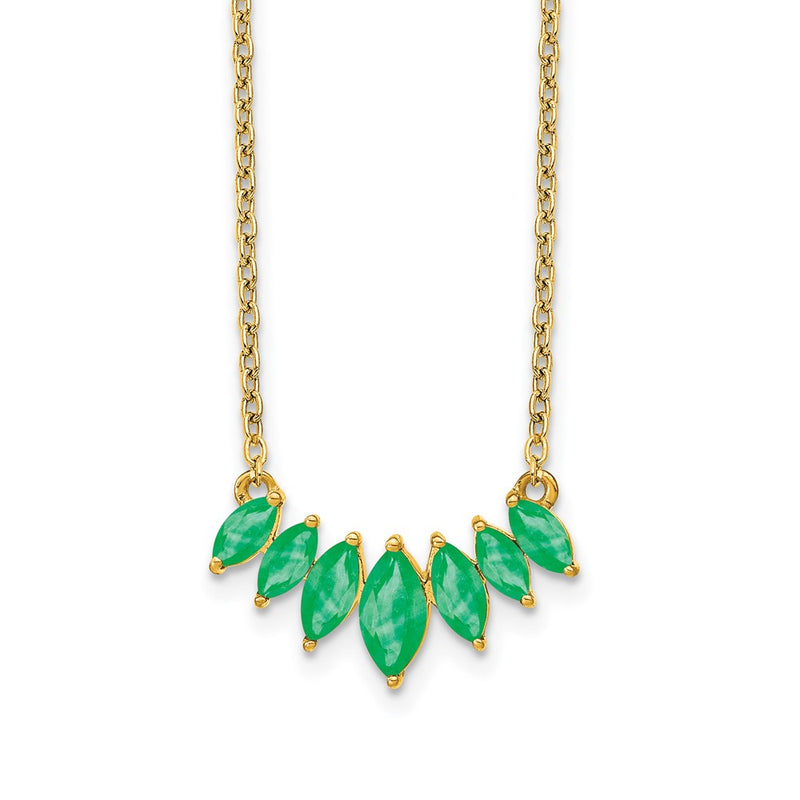 14K Yellow Gold Marquise Emerald 18 inch Necklace