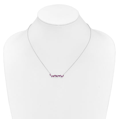 14k White Gold Ruby and Real Diamond 18 in. Bar Necklace