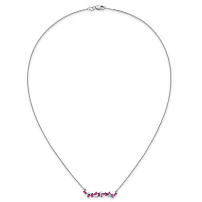 14k White Gold Ruby and Real Diamond 18 in. Bar Necklace