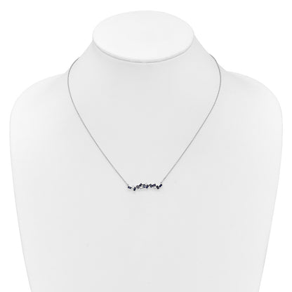 14k White Gold Sapphire and Real Diamond 18 in. Bar Necklace