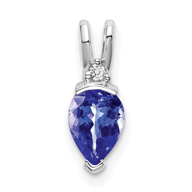 14k White Gold 14k White Gold Pear Tanzanite and Diamond Pendant