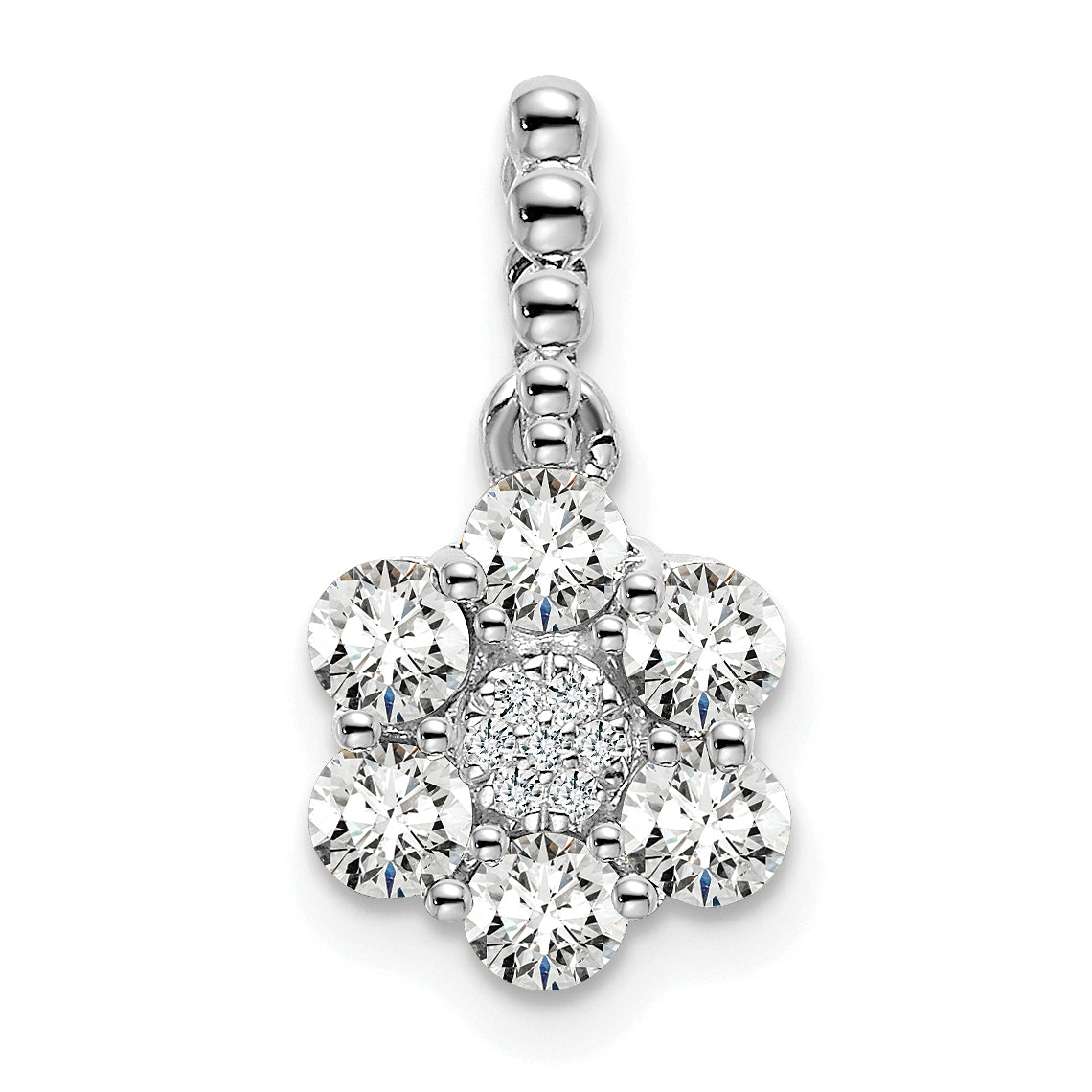 14K White Gold Lab Grown Diamond VS/SI+ G+ Floral Pendant