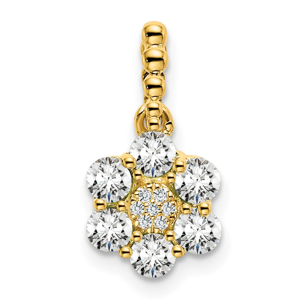 14k Yellow Gold Lab Grown Diamond VS/SI FGH Floral Pendant
