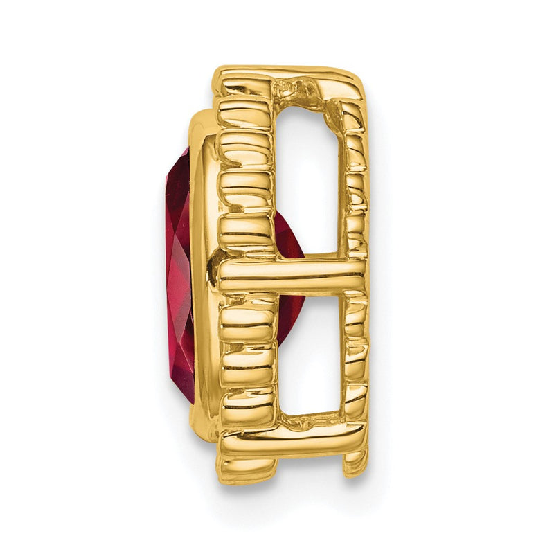 10K Yellow Gold Oval Garnet Chain Slide