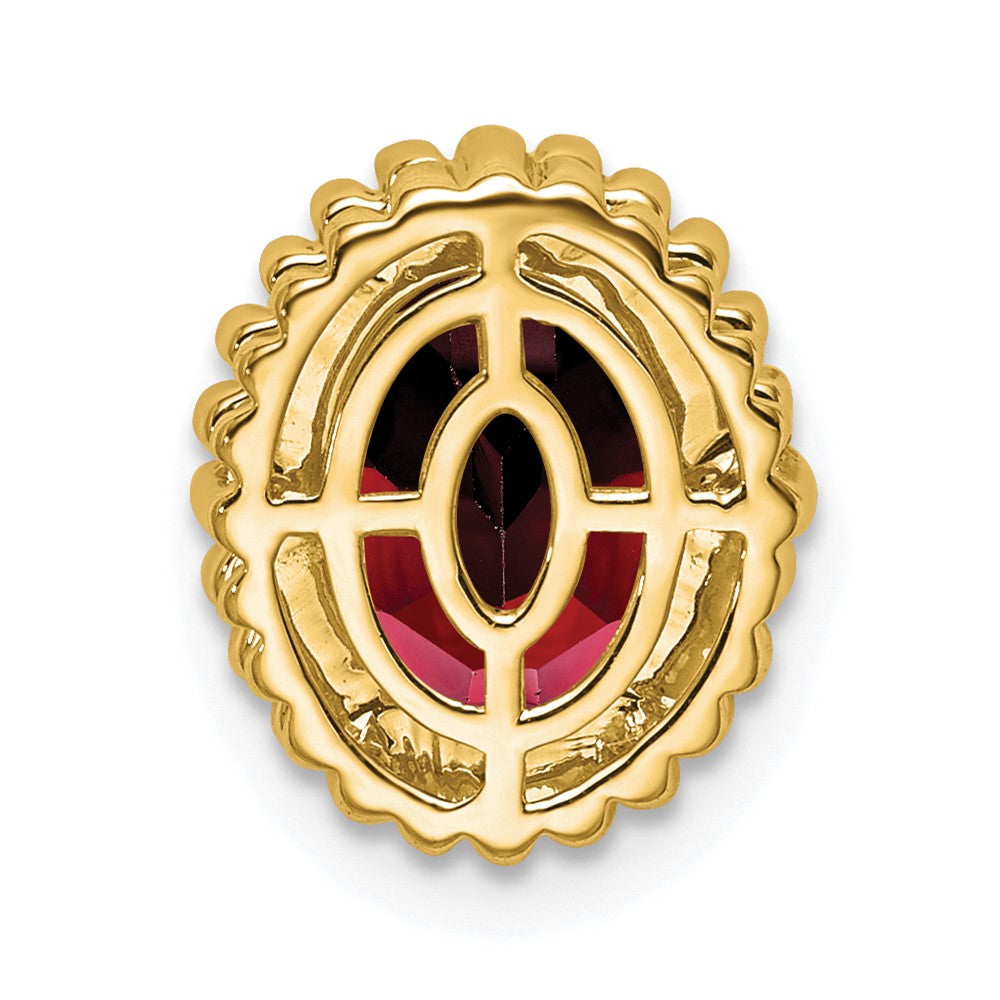 10K Yellow Gold Oval Garnet Chain Slide