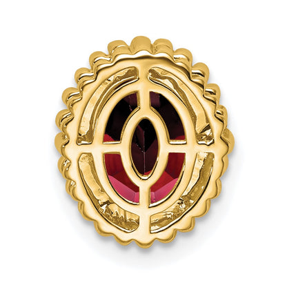 10K Yellow Gold Oval Garnet Chain Slide