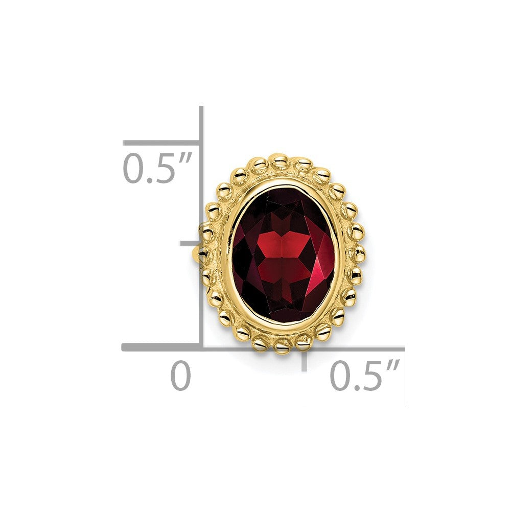 10K Yellow Gold Oval Garnet Chain Slide