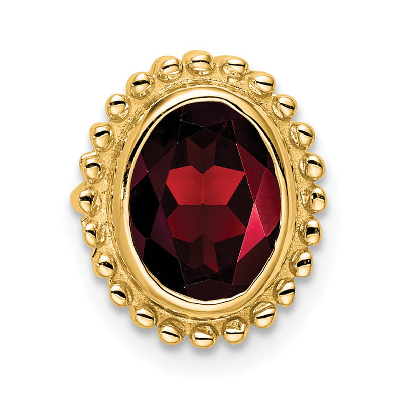 10K Yellow Gold Oval Garnet Chain Slide