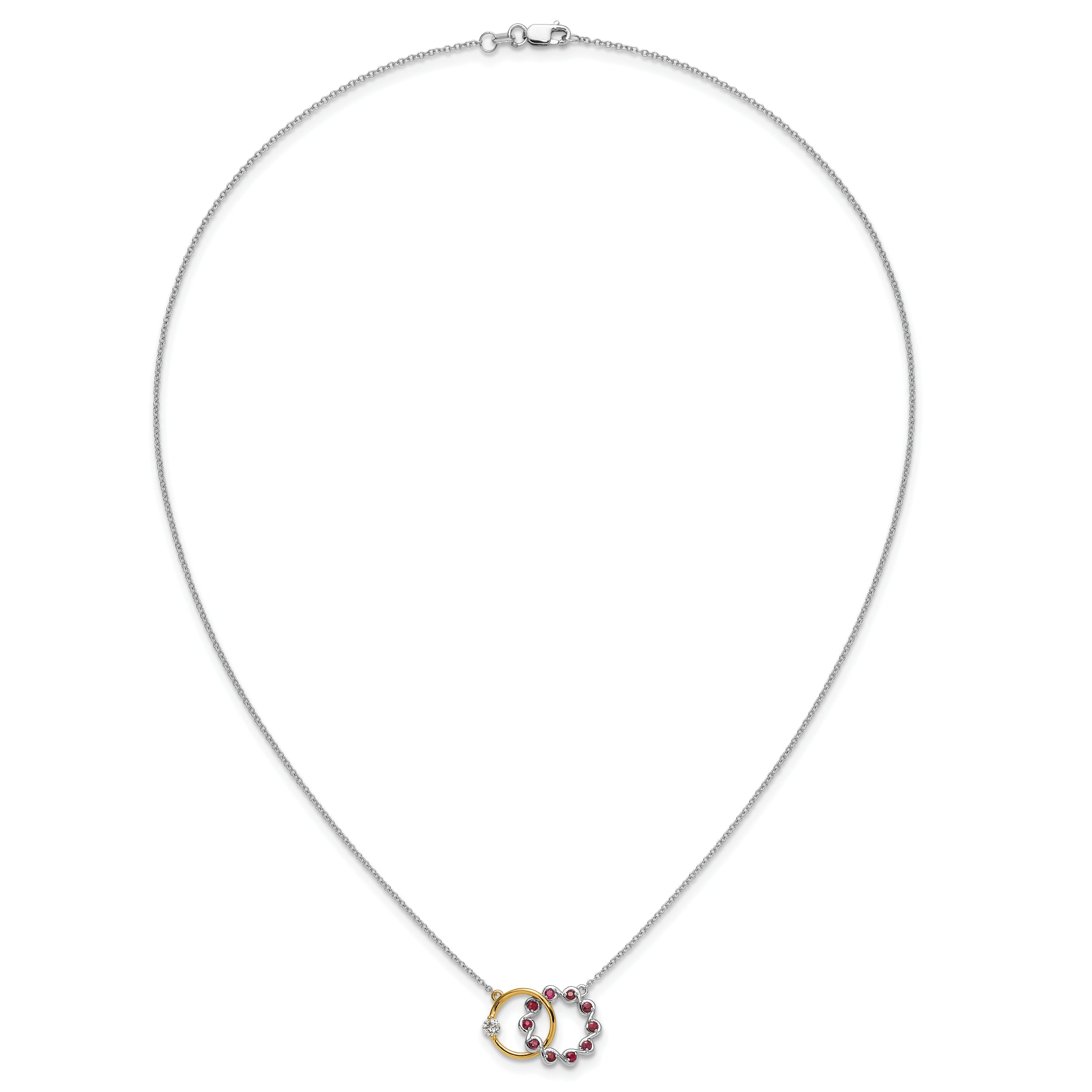 14k Two-Tone Gold Ruby and Real Diamond 18in. Circles Necklace