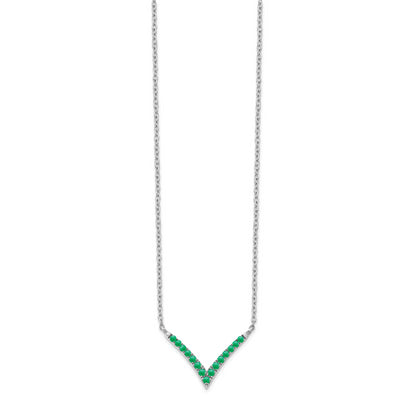 14k White Gold Emerald 18in. V-Necklace
