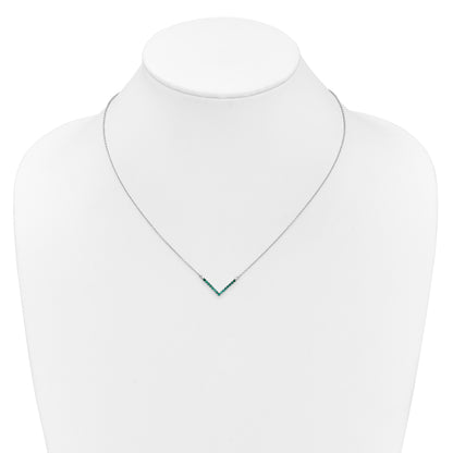 14k White Gold Emerald 18in. V-Necklace