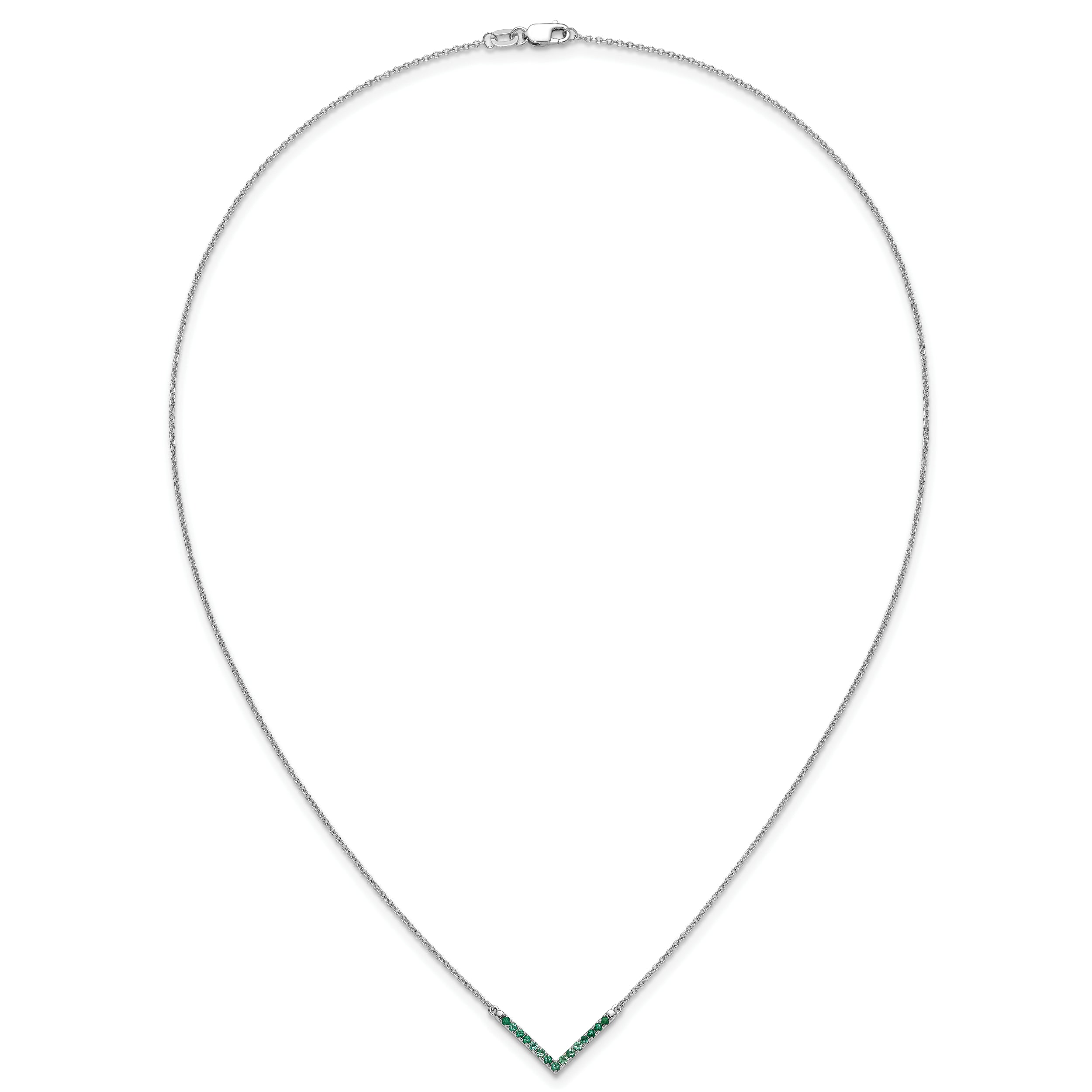 14k White Gold Emerald 18in. V-Necklace
