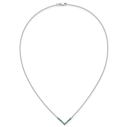 14k White Gold Emerald 18in. V-Necklace