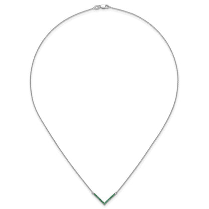 14k White Gold Emerald 18in. V-Necklace