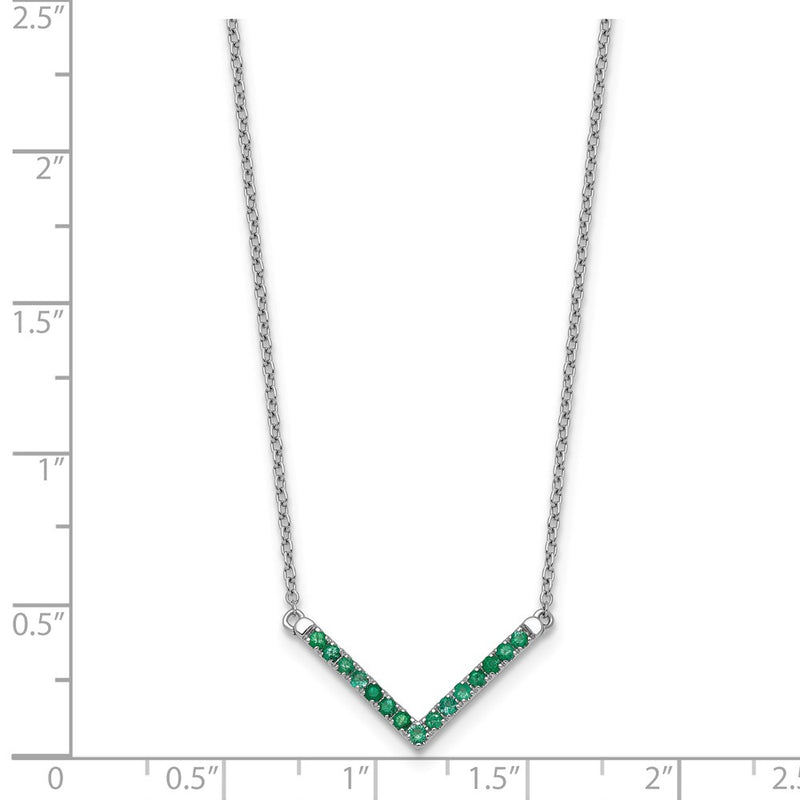 14k White Gold Emerald 18in. V-Necklace