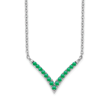 14k White Gold Emerald 18in. V-Necklace