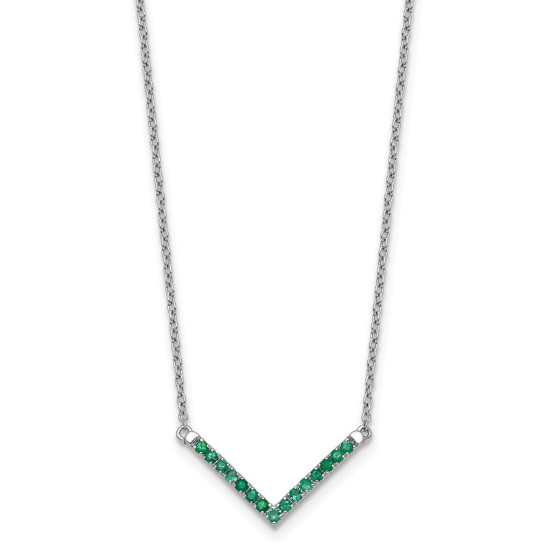 14k White Gold Emerald 18in. V-Necklace