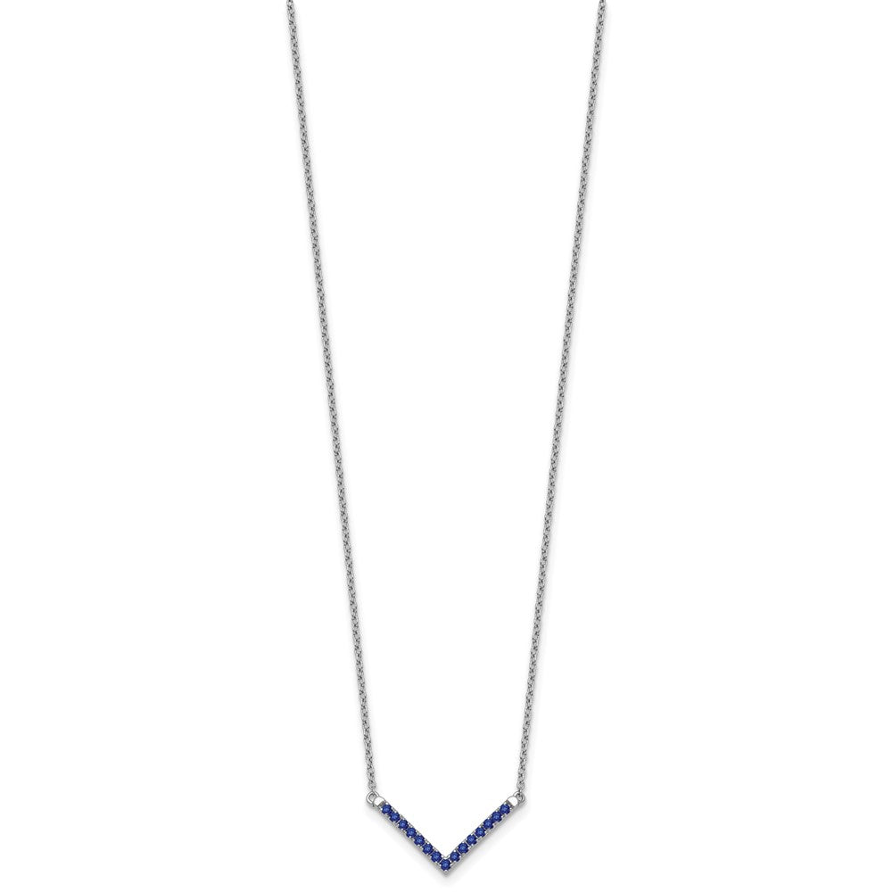 14k White Gold Sapphire 18in. V-Necklace